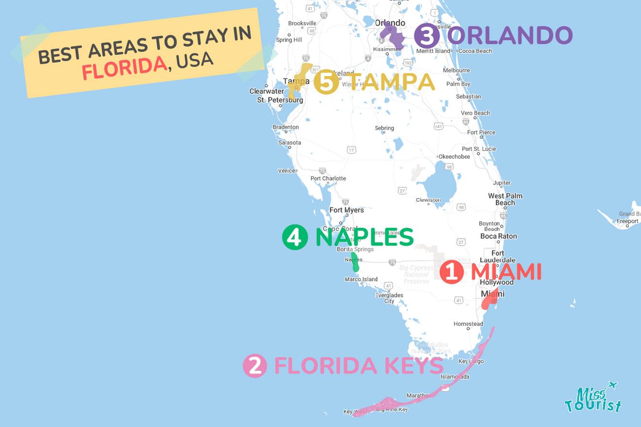 Map of best places to stay Florida